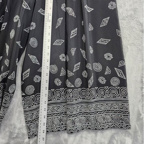 Vintage Leslie Fay Pants Womens 14 Black White Geometric Crop Wide Leg Culottes - Picture 10 of 12